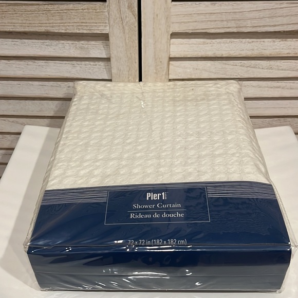 Pier 1 Other - Pier 1 Shower Curtain  - NWT White Cotton Cloth 72” x 72” - Waffle weave style